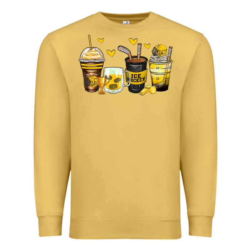 Ice Hockey Coffee Cups Premium Sweatshirt by Zillion Design Studio | Teevron