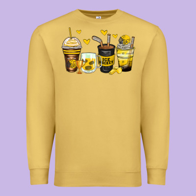 Ice Hockey Coffee Cups Premium Sweatshirt Designed By Zillion Design Studio