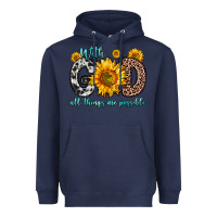 Navy with god all things are possible sunflower Heavyweight Hoodie - Zillion Design Studio