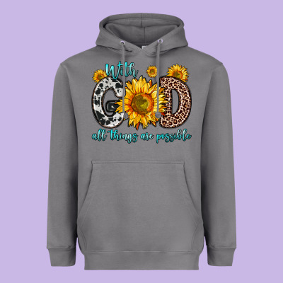 With God All Things Are Possible Sunflower Heavyweight Hoodie Designed By Zillion Design Studio