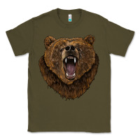 Army Green bear head Classic Tee - BarkalooDesign