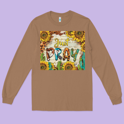 Just Pray Long Sleeve Tee Designed By Barkaloodesign