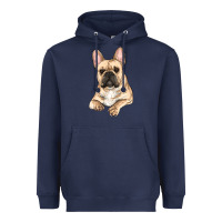 Navy french bulldog sitting Heavyweight Hoodie - RanaPortraitStore