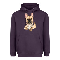 Plum french bulldog sitting Heavyweight Hoodie - RanaPortraitStore