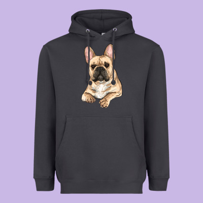 French Bulldog Sitting Heavyweight Hoodie Designed By Ranaportraitstore