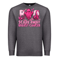 Charcoal Heather Boo Scare Away Breast Cancer Premium Sweatshirt - texasbilliewilder