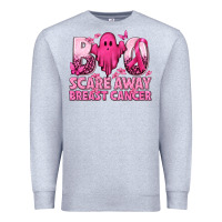 Heather Grey Boo Scare Away Breast Cancer Premium Sweatshirt - texasbilliewilder