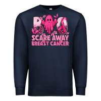 Navy Boo Scare Away Breast Cancer Premium Sweatshirt - texasbilliewilder