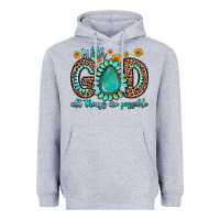 Heather Grey with god all things are possible gemstone Heavyweight Hoodie - Zillion Design Studio