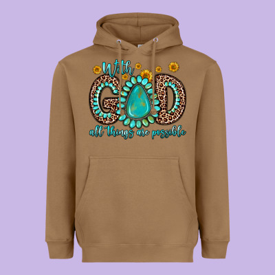 With God All Things Are Possible Gemstone Heavyweight Hoodie Designed By Zillion Design Studio
