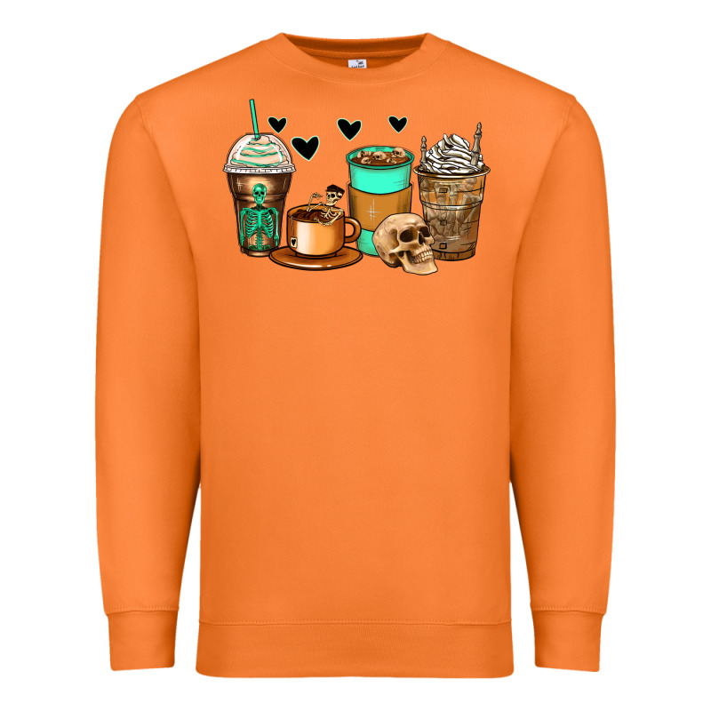 Skeleton Coffee Cups Premium Sweatshirt by Zillion Design Studio | Teevron