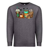 Charcoal Heather skeleton coffee cups Premium Sweatshirt - Zillion Design Studio