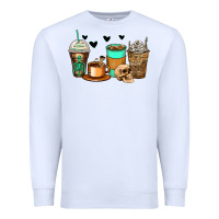 White skeleton coffee cups Premium Sweatshirt - Zillion Design Studio