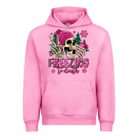 Fuchsia Pink freezing to death winter skull Urban Hoodie - Jasminsmagicworld