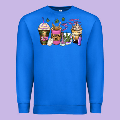Weed Coffee Cups Premium Sweatshirt Designed By Zillion Design Studio