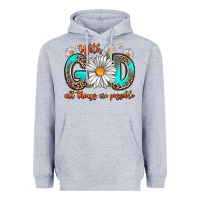 Heather Grey with god all things are possible daisy Heavyweight Hoodie - Zillion Design Studio