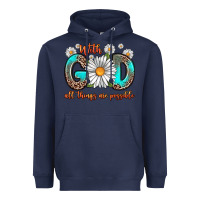 Navy with god all things are possible daisy Heavyweight Hoodie - Zillion Design Studio