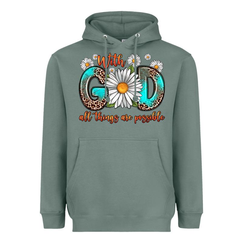 With God All Things Are Possible Daisy Heavyweight Hoodie by Zillion Design Studio | Teevron