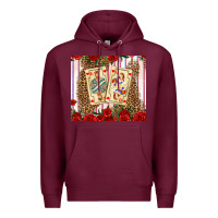 Burgundy valentines day playing cards Premium Hoodie - AdoDesignShop