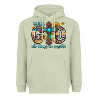 Matcha with god all things are possible cross Heavyweight Hoodie - Zillion Design Studio