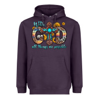 Plum with god all things are possible cross Heavyweight Hoodie - Zillion Design Studio