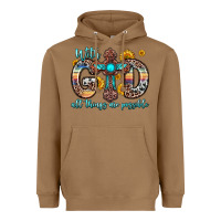 Toasted Coconut with god all things are possible cross Heavyweight Hoodie - Zillion Design Studio