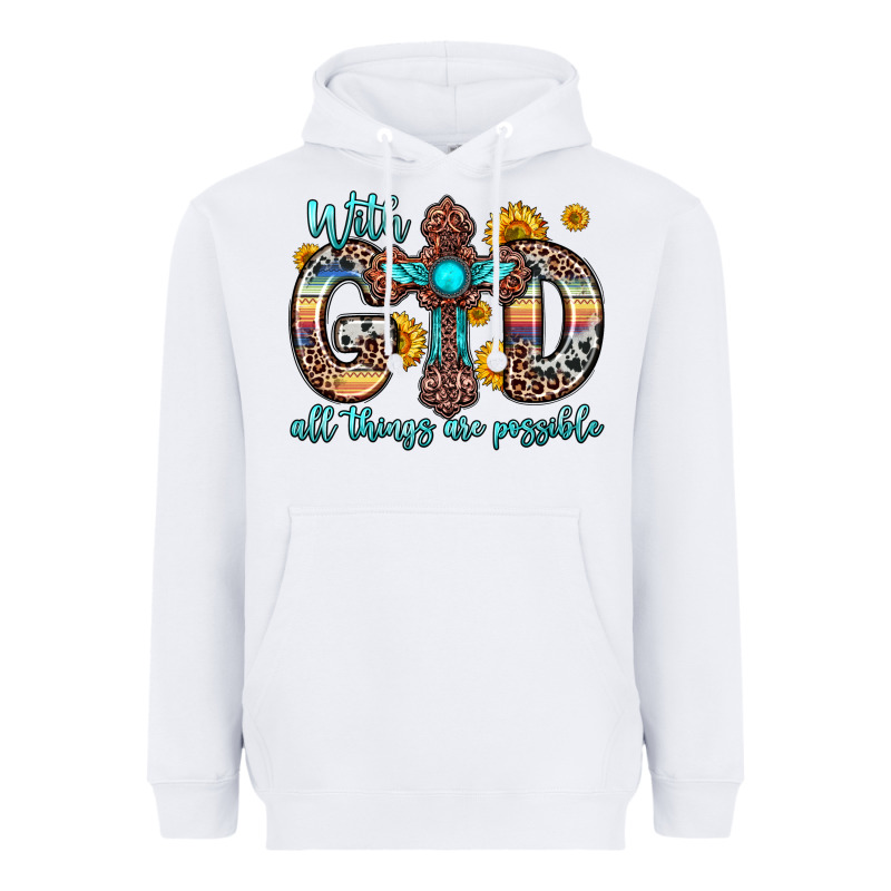 With God All Things Are Possible Cross Heavyweight Hoodie by Zillion Design Studio | Teevron