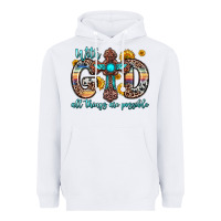 White with god all things are possible cross Heavyweight Hoodie - Zillion Design Studio