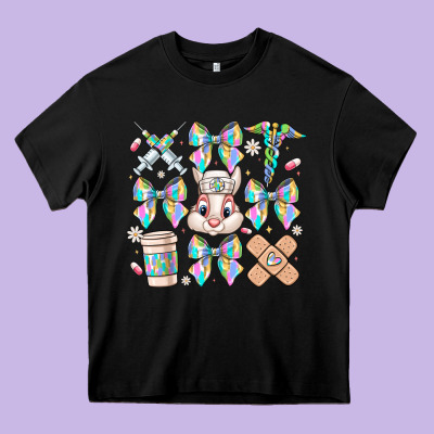 Easter Bow Heavy Core Tee Designed By Cowhidedigitalart