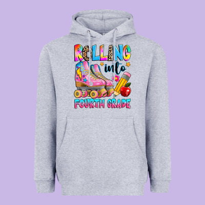 Rolling Into Fourth Grade Heavyweight Hoodie Designed By Texasbilliewilder