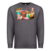 Charcoal Heather pigs coffee cups Premium Sweatshirt - Zillion Design Studio