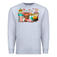 Heather Grey pigs coffee cups Premium Sweatshirt - Zillion Design Studio