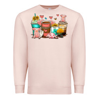 Pale Pink pigs coffee cups Premium Sweatshirt - Zillion Design Studio