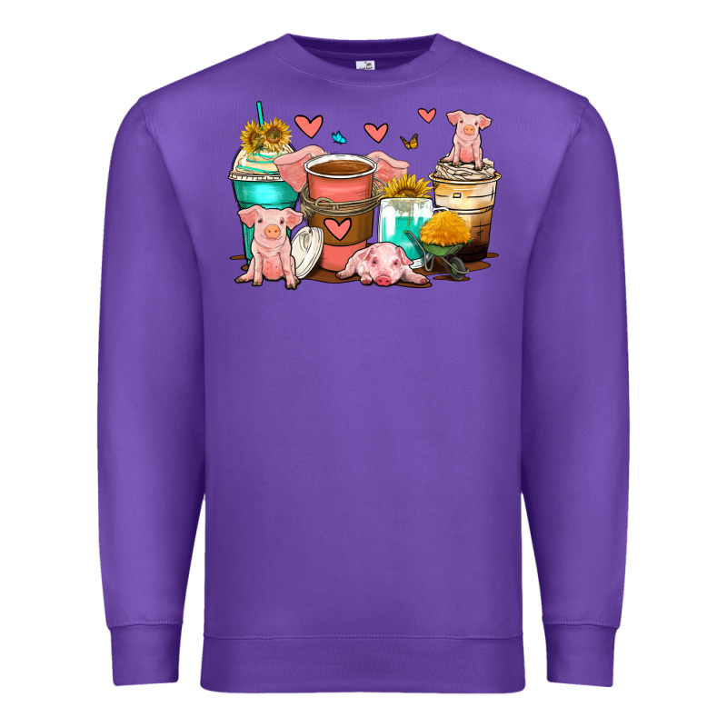 Pigs Coffee Cups Premium Sweatshirt by Zillion Design Studio | Teevron