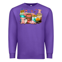 Purple pigs coffee cups Premium Sweatshirt - Zillion Design Studio