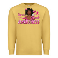 Antique Gold Breast Cancer Awareness with Afro Woman Premium Sweatshirt - texasbilliewilder