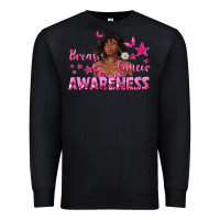 Black Breast Cancer Awareness with Afro Woman Premium Sweatshirt - texasbilliewilder