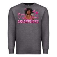 Charcoal Heather Breast Cancer Awareness with Afro Woman Premium Sweatshirt - texasbilliewilder