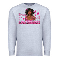 Heather Grey Breast Cancer Awareness with Afro Woman Premium Sweatshirt - texasbilliewilder