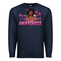 Navy Breast Cancer Awareness with Afro Woman Premium Sweatshirt - texasbilliewilder