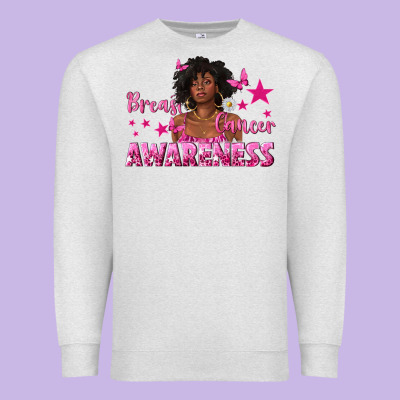 Breast Cancer Awareness With Afro Woman Premium Sweatshirt Designed By Texasbilliewilder