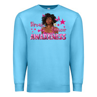 Ocean Blue Breast Cancer Awareness with Afro Woman Premium Sweatshirt - texasbilliewilder
