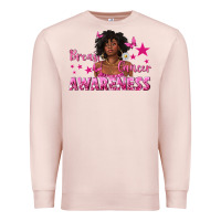 Pale Pink Breast Cancer Awareness with Afro Woman Premium Sweatshirt - texasbilliewilder