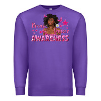 Purple Breast Cancer Awareness with Afro Woman Premium Sweatshirt - texasbilliewilder
