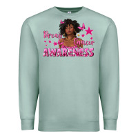 Seafoam Breast Cancer Awareness with Afro Woman Premium Sweatshirt - texasbilliewilder