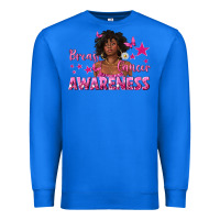 True Royal Breast Cancer Awareness with Afro Woman Premium Sweatshirt - texasbilliewilder