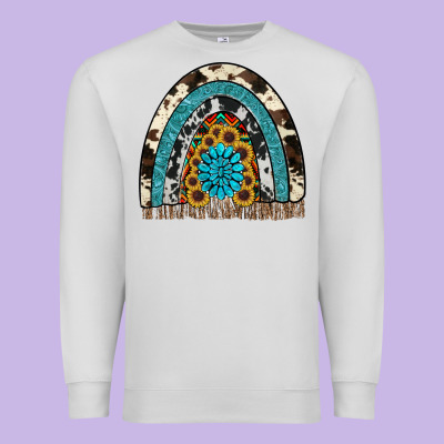 Rainbow Sunflower Gemstone Premium Sweatshirt Designed By Ranaportraitstore