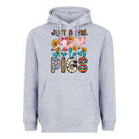 Heather Grey just a girl who loves pigs Heavyweight Hoodie - Zillion Design Studio