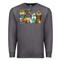 Charcoal Heather cows coffee cups Premium Sweatshirt - Zillion Design Studio