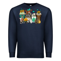 Navy cows coffee cups Premium Sweatshirt - Zillion Design Studio